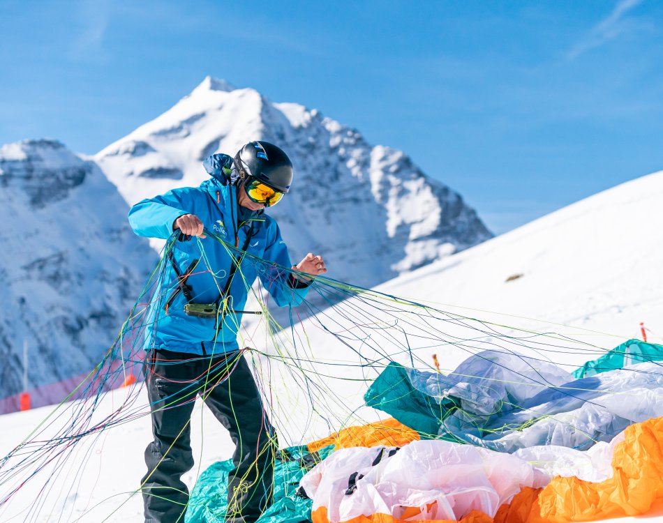 Vol parapente biplace en Ski à Pelvoux, avec Pollen Parapente